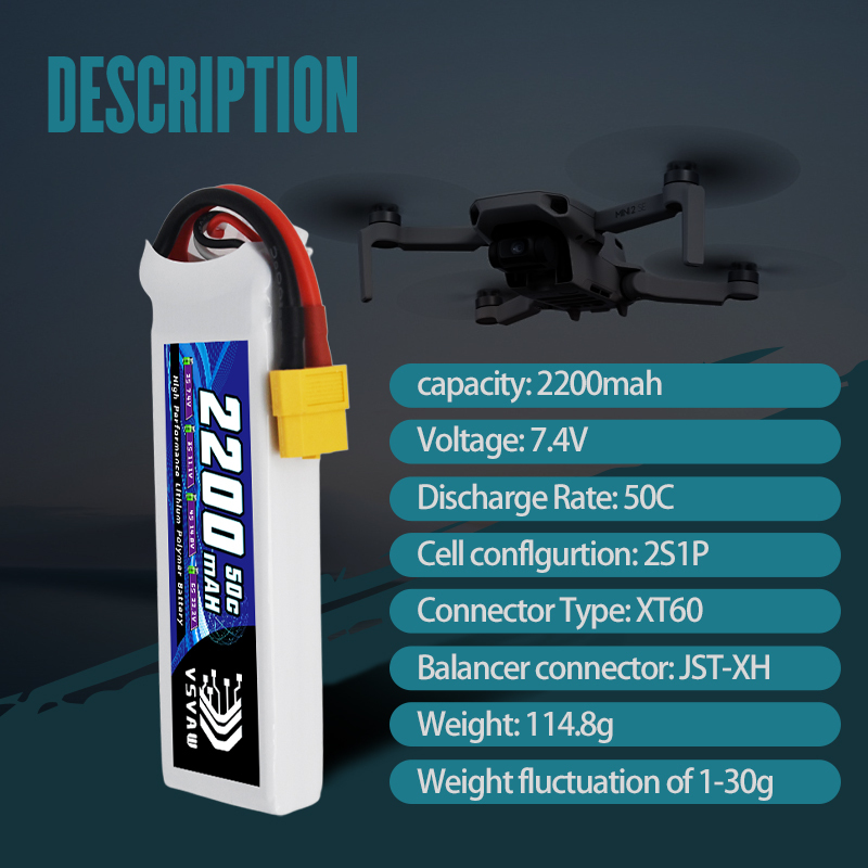 VSVAW 7.4V 2200mah 2S Drone Li - Drone Battery Plate review and price