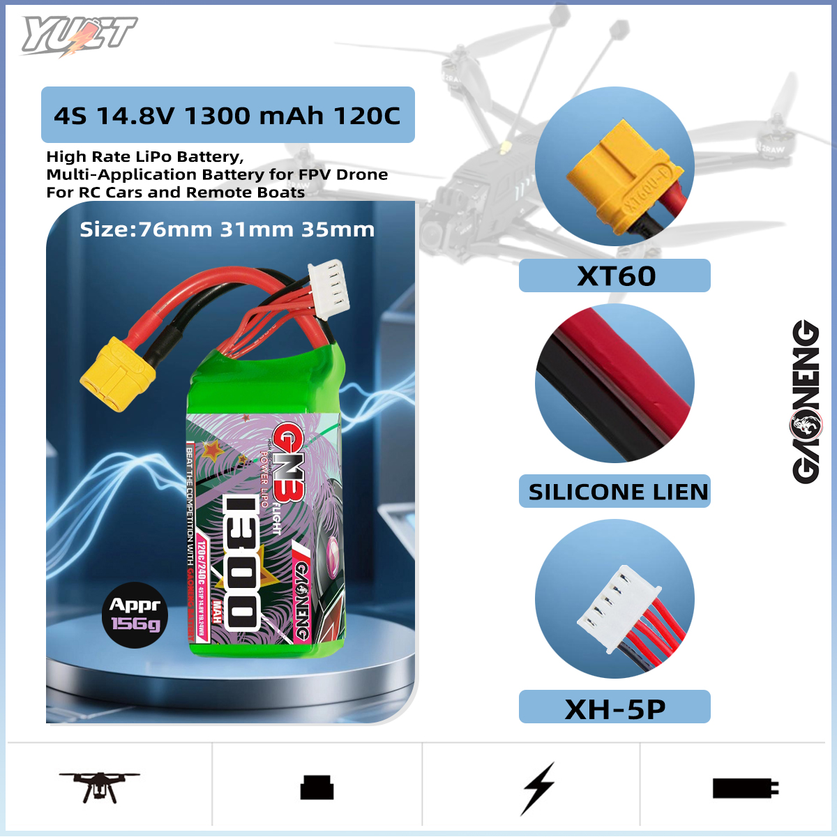 YUCT GNB 6S LiPo Battery 22.2V - Drone Battery 4S review and price