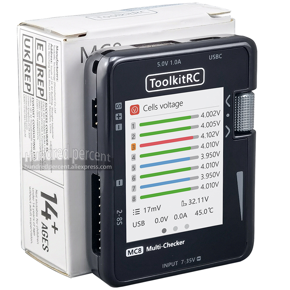 ToolkitRC MC8 Mini Size Cell c - Drone Battery Voltage Checker review and price